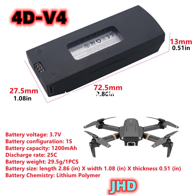JHD Bateria 4DRC V4 Battery 3. – Drone Battery Li-Ion Bewertung und Preis