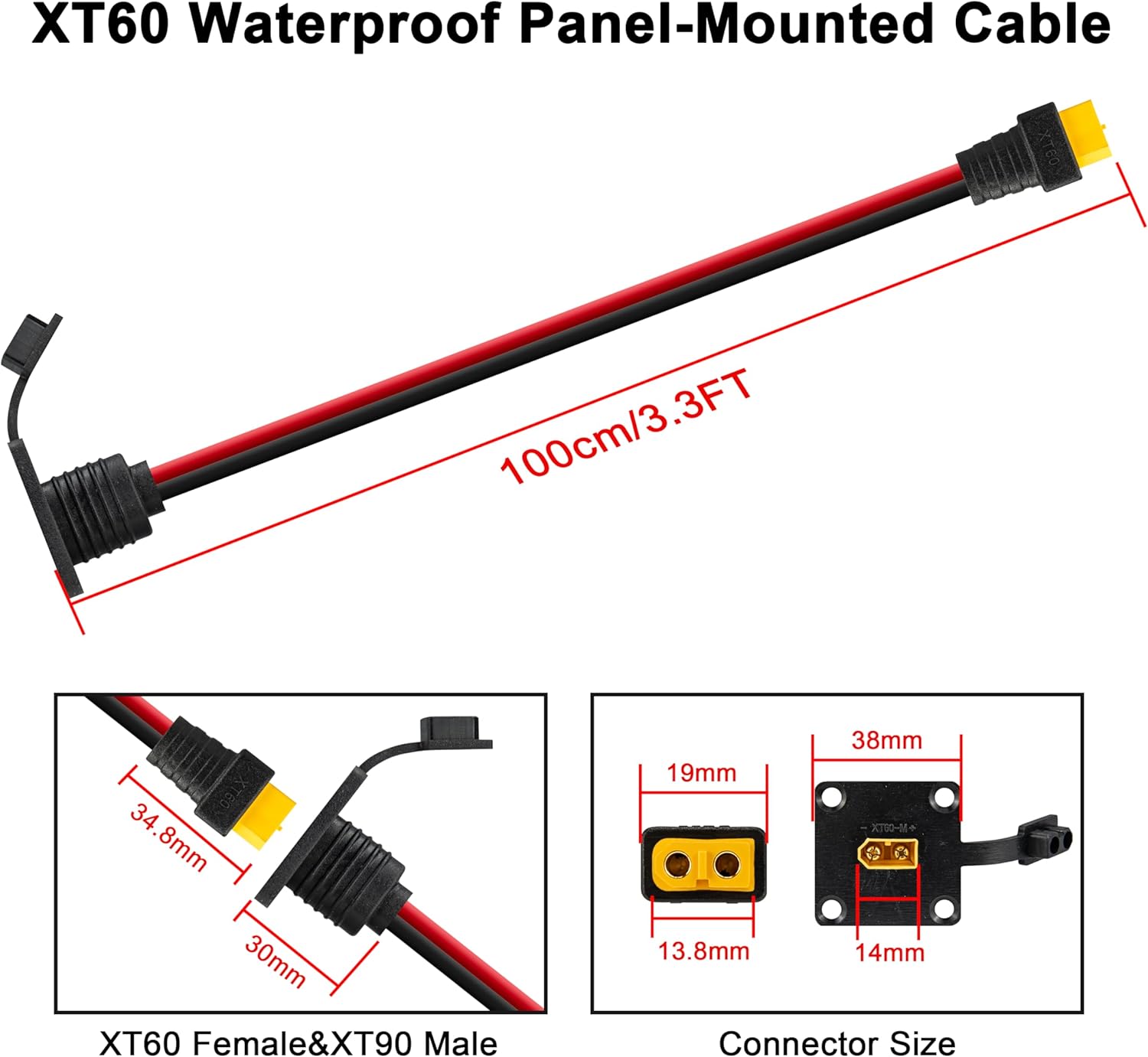 JMUYTOP 3FT 12AWG XT60 Panel M – Drone Battery Connector Bewertung und Preis