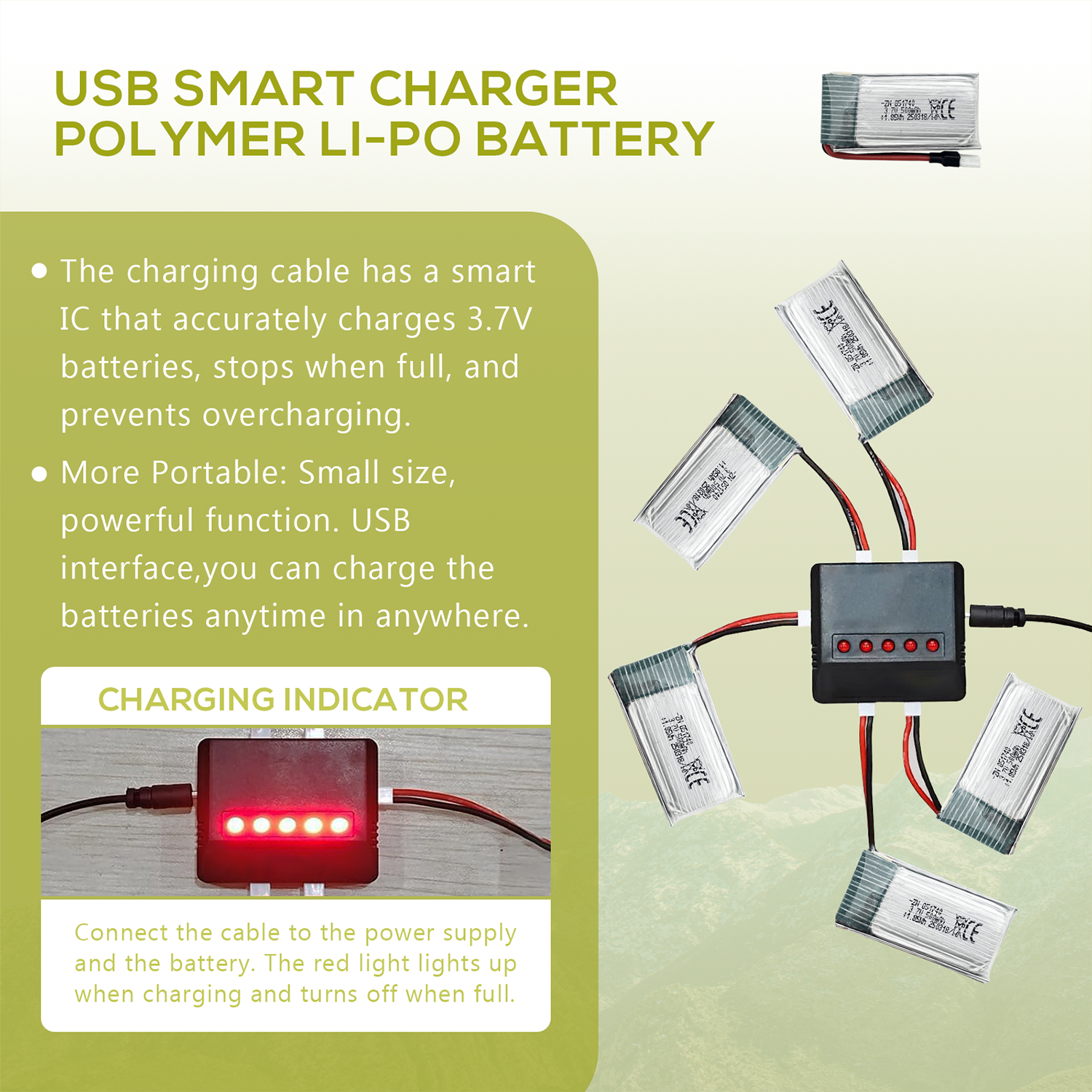 5Pcs 3.7V 500mAh LiPo Batterie – Drone Battery Charger Bewertung und Preis